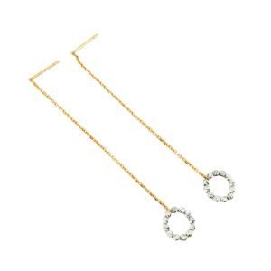 Orecchini Oro 18kt Saliscendi Sfere Bianche