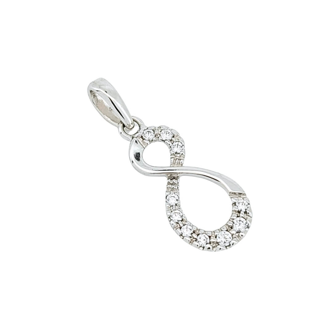Ciondolo Infinito Zirconi Oro Bianco 18kt 2 Ciondolo Infinito Zirconi Oro Bianco 18kt