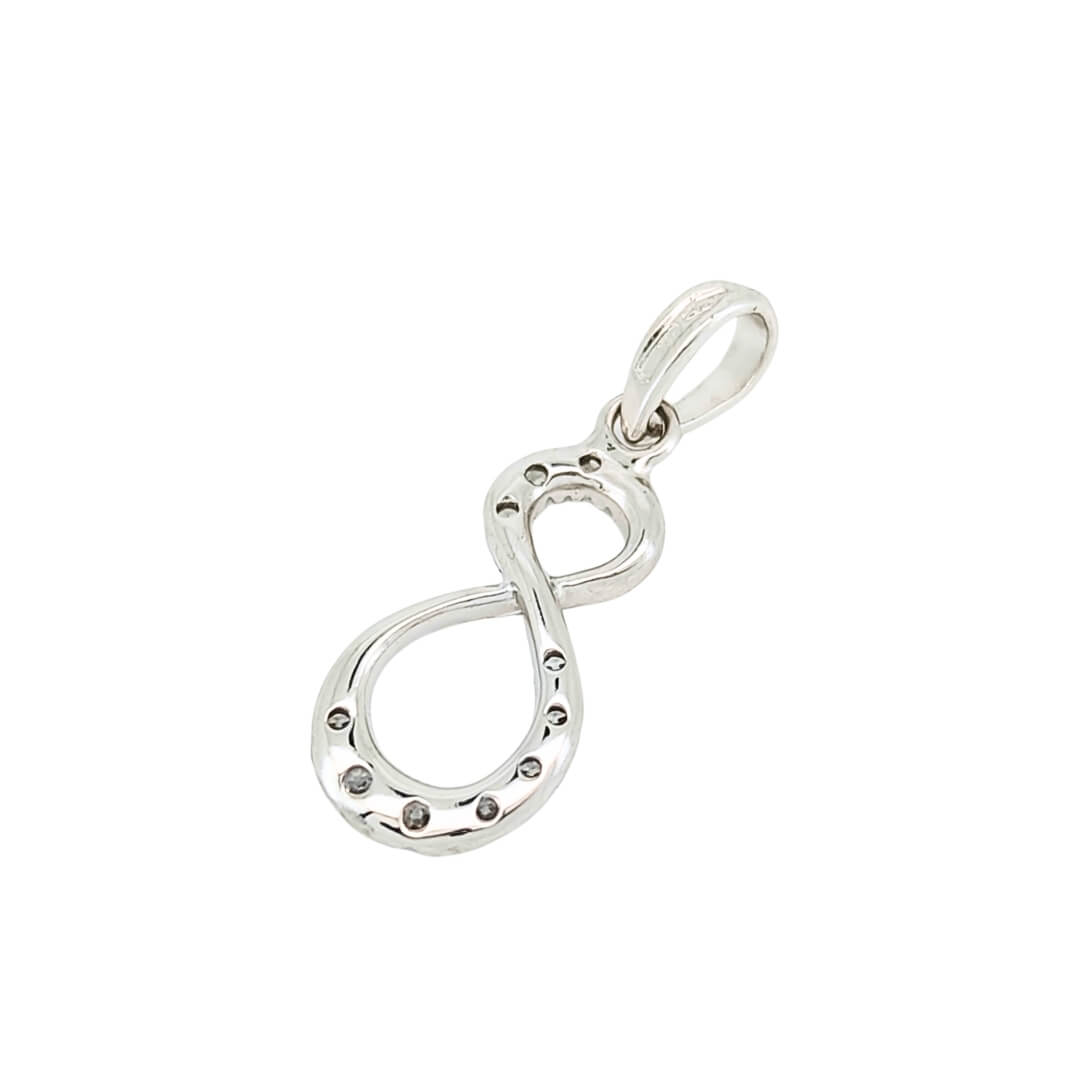 Ciondolo Infinito Zirconi Oro Bianco 18kt 3 Ciondolo Infinito Zirconi Oro Bianco 18kt