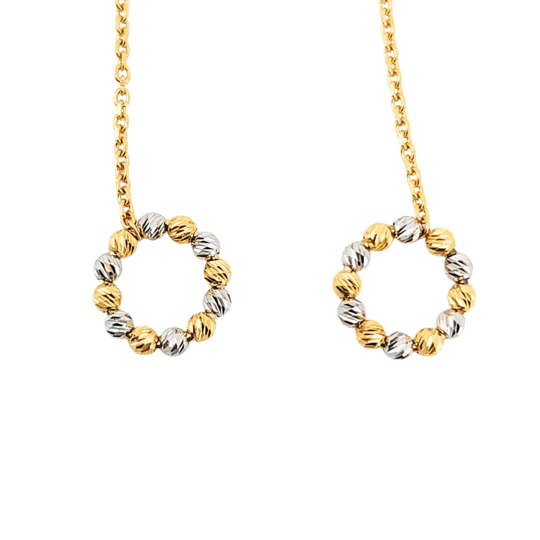 Orecchini Oro 18kt Saliscendi Sfere Bicolore 2 Orecchini Oro 18kt Saliscendi Sfere Bicolore
